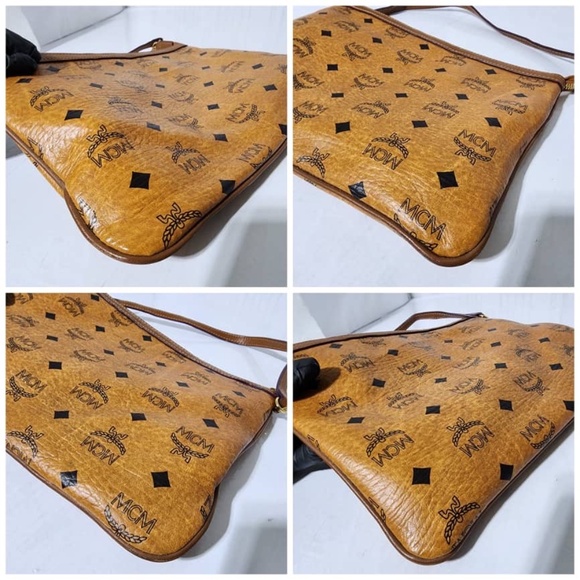 Authentic MCM Visetos Liz Shopper Tote Pochette Cognac - Picture 8 of 8